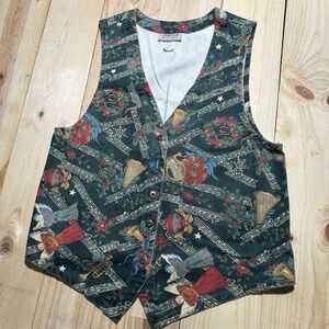 Stampede Women's Christmas Vest Singing Angels Choir 100% Cotton Twill Sz Small